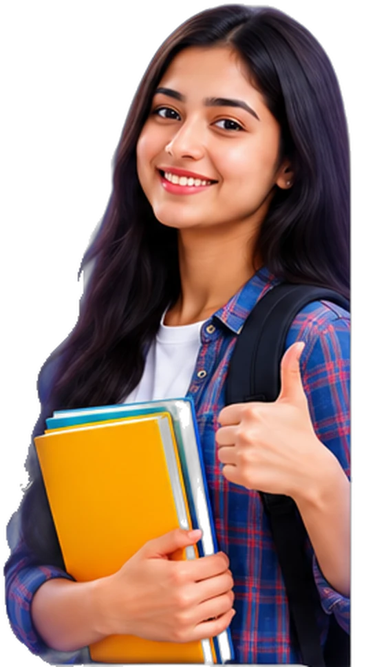A smiling student holding books