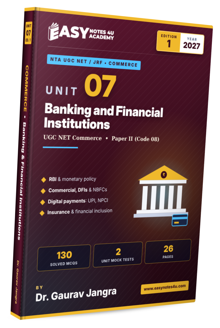 Unit-7: Banking & Financial Institutions eBook & PDF Notes - UGC NET Commerce