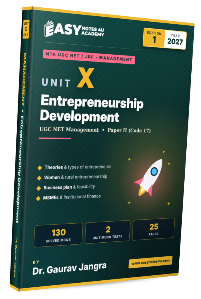 Unit-10: Entrepreneurship Development (ED) eBook & PDF Notes for UGC NET Management