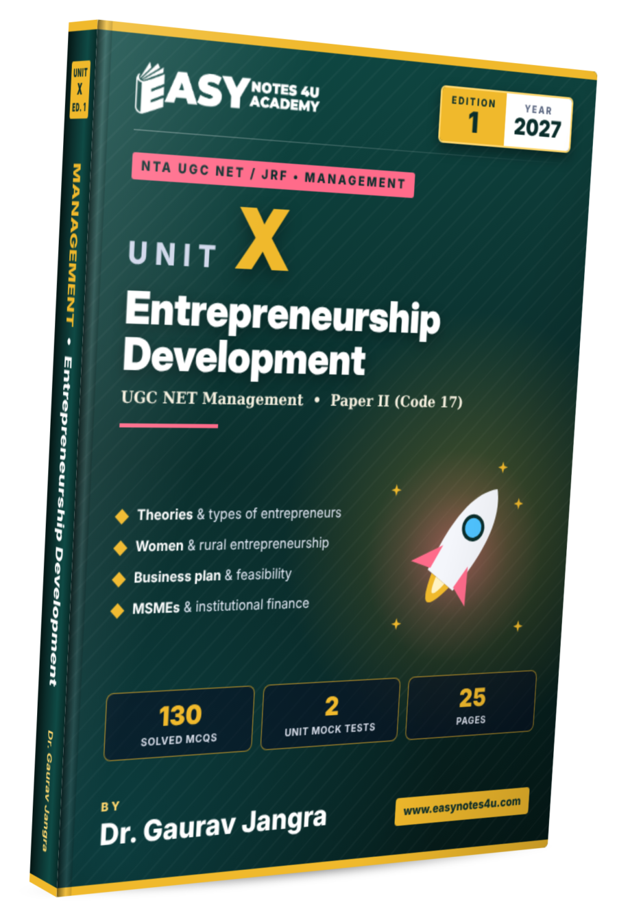 Unit-10: Entrepreneurship Development (ED) eBook & PDF Notes for UGC NET Management