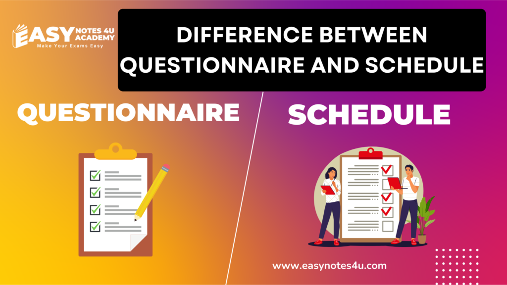 Difference between Questionnaire and Schedule - A questionnaire is a research instrument used by any researcher as a tool to collect data