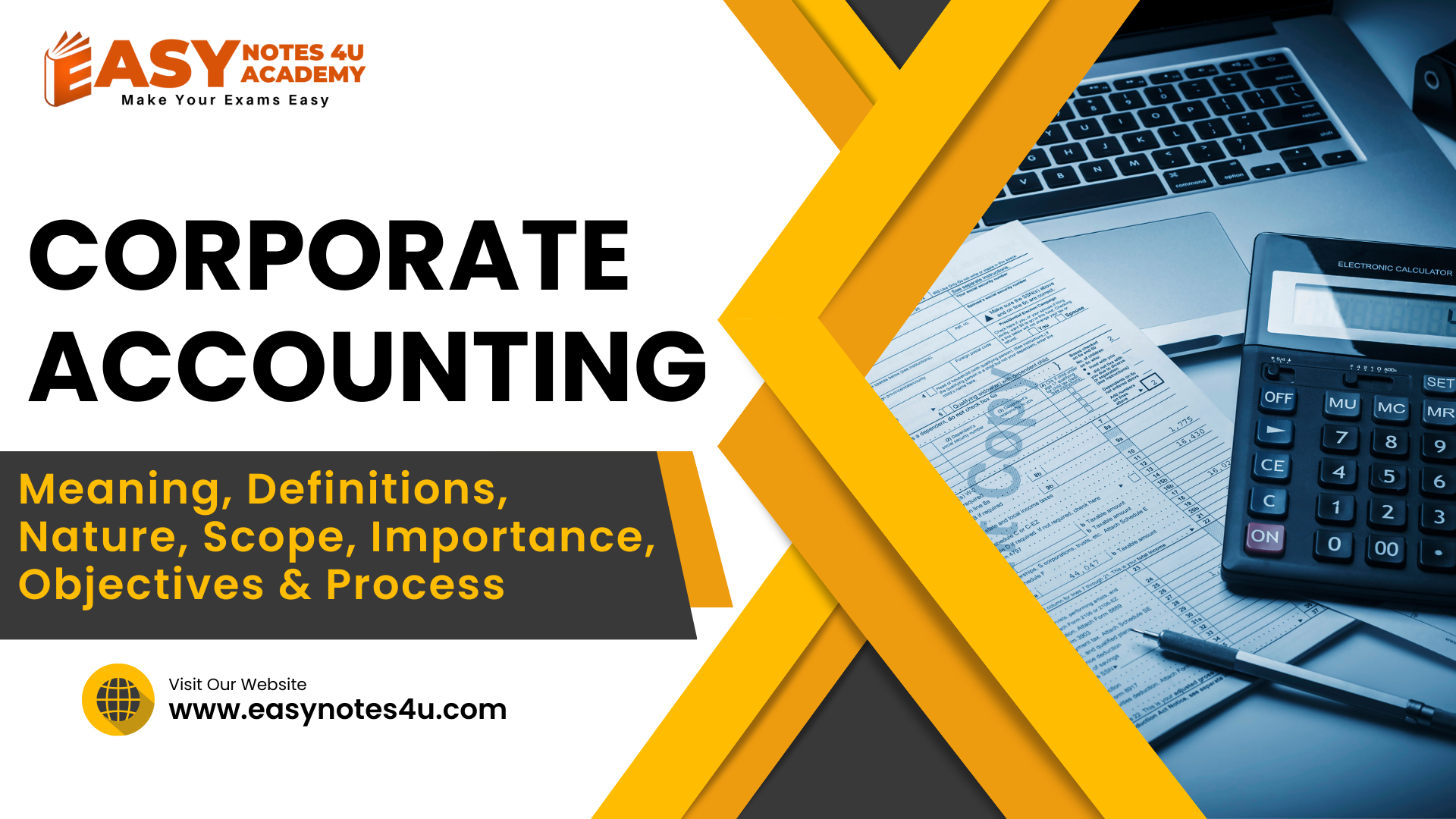 corporate accounting such as Meaning & Definitions, Nature, Scope Importance, Objectives & process.