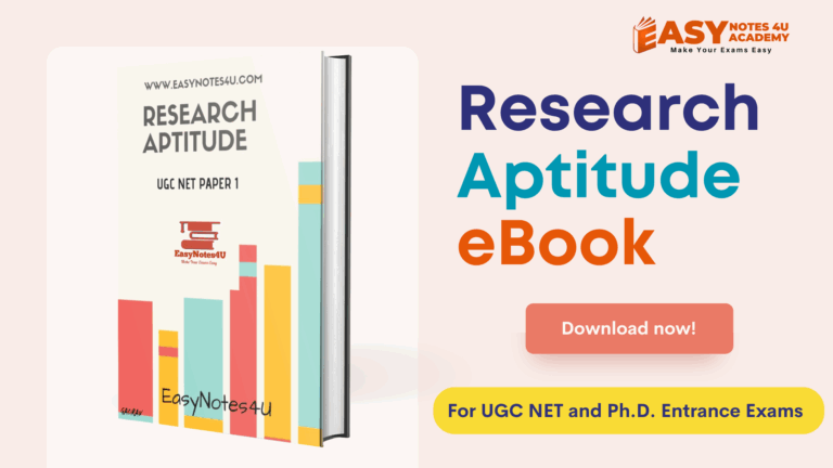 Get the best Research Aptitude eBook and PDF Notes for UGC NET Paper 1 and Ph.D. Entrance Exams. Simple, exam-oriented, and easy to revise. Download from Easy Notes 4U Academy today!